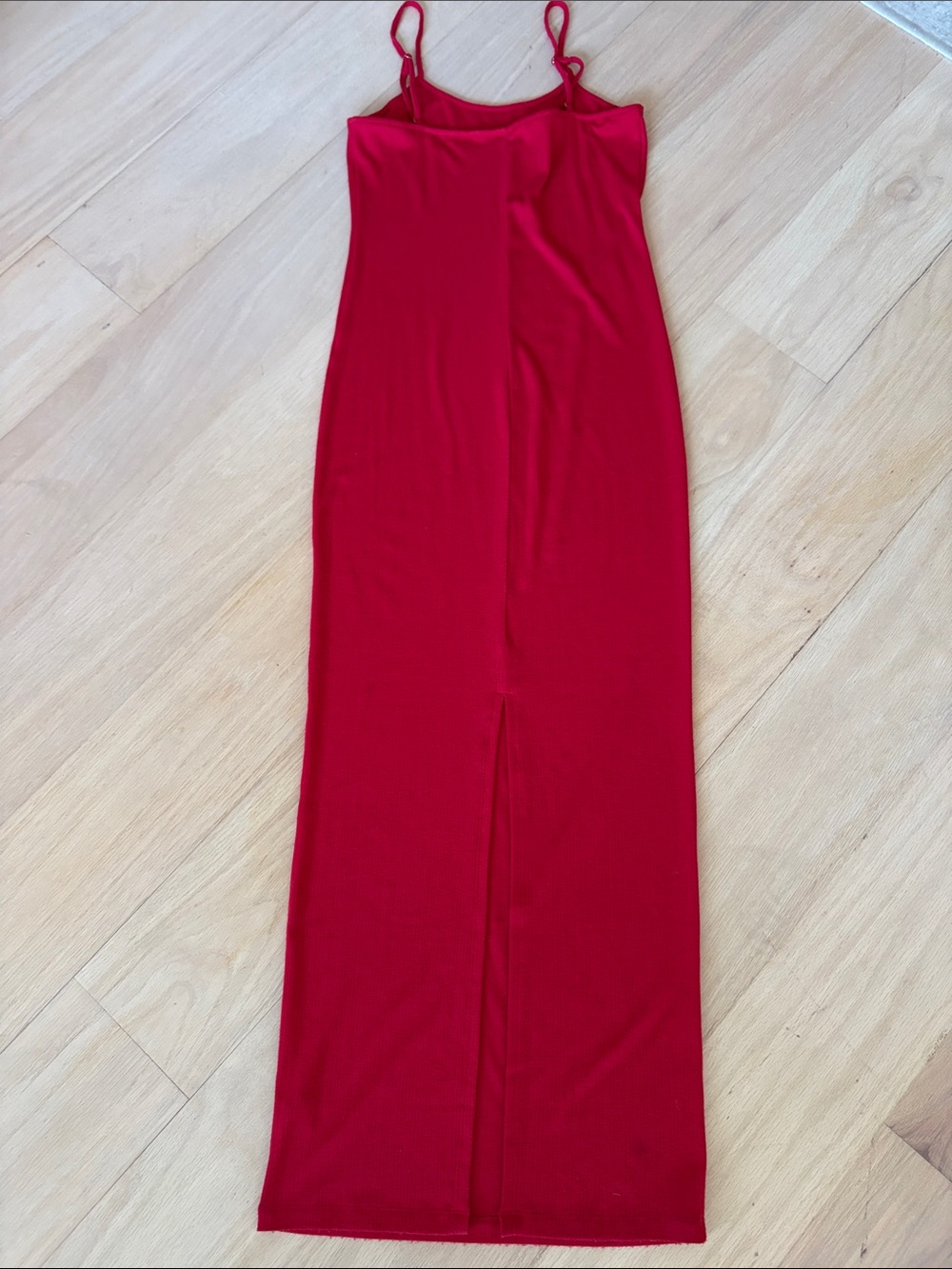 Anthropologie Sleeveless Pointelle Slip Maxi Dress in Deepened Red - Picture 6 of 7